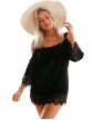 Rochie de Plaja Neagra cu Umerii Goi